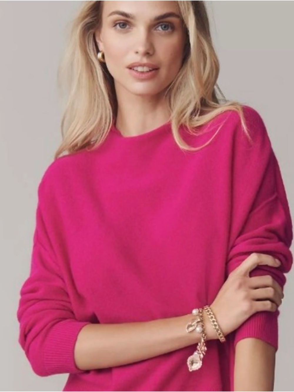 ANTHROPOLOGIE hot pink light weight wool blend sweater - Small